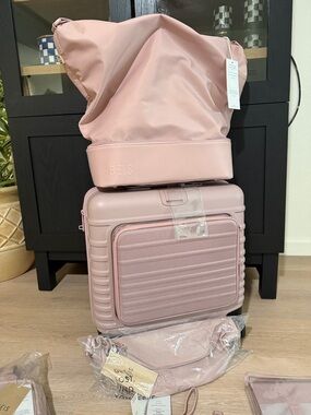 BEIS Dusty Pink Luggage Set with Garment Bag & Organizer 7 piece